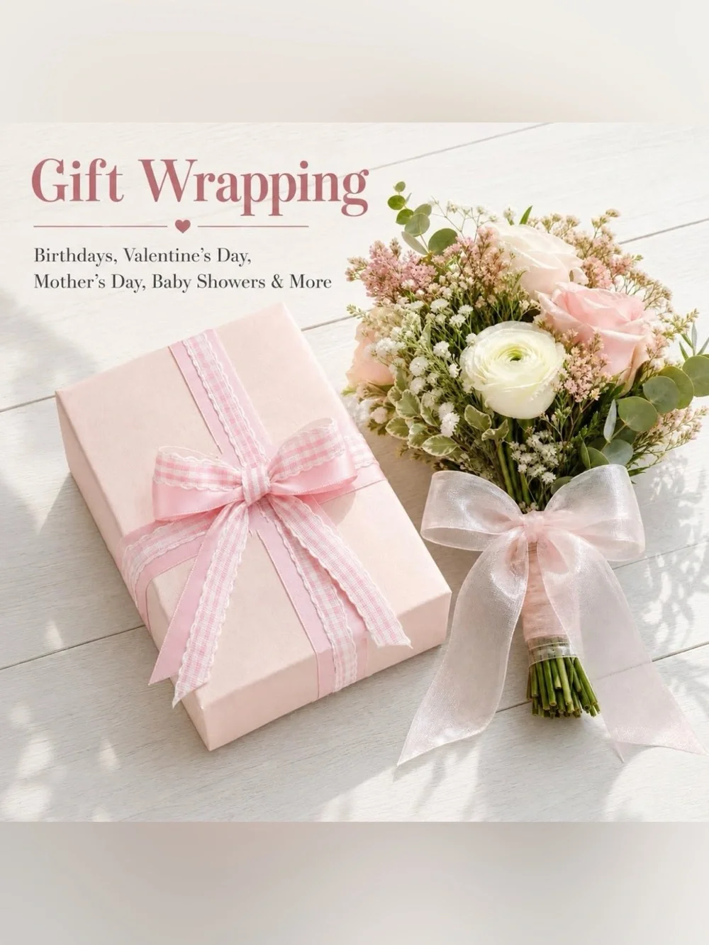 Pink Ribbon Gift Wrap Ribbons 6 Rolls Total 40 Yards Ribbons for Crafts
